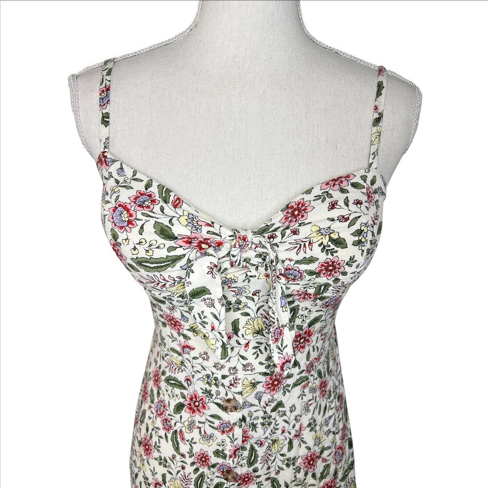 As U wish White Smocked Floral midi dress cottagecore feminine sundress summer - Picture 2 of 7